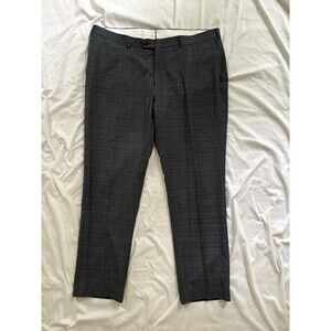 Unbranded Men's 100% Wool Slacks Dress Pants Gray Plaid • 40x30